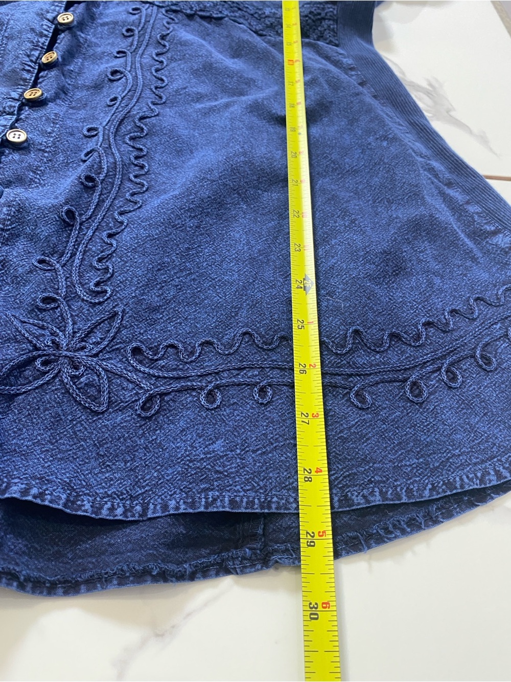 Caamano Limited Edition Embroidered Boho Western Tunic Shirt Blue Medium - Picture 9 of 9
